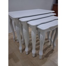 Bengi Ankara Mobilya Zigon Sehpa Lükens Eko Ht 90576 Kayın Aslan Ayak Oymalı Beyaz El Yapım