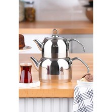 PremiumPort Sağlam ve Şık Aile Boy Çelik Çaydanlık, Kullanışlı Tasarımıyla Ideal