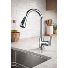 Spiralli Mutfak Bataryası Uzayan Sistem Tazzik ve Basınç Ayarlı Duşlama Özellikli Armatür