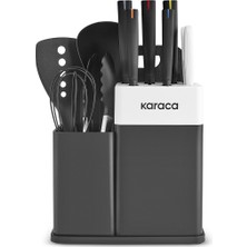 UltraMint Yame 12 Parça Standlı Kesme Tahtalı Servis ve Bıçak Seti Siyah