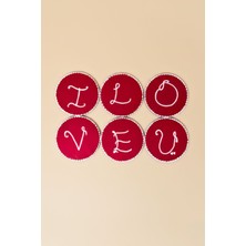 Home All Sevgililer Günü Hediye Seti I Love U Ahşap Bardak Altlığı Seti | 6’lı El Yapımı Bardak Altlığı |