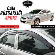 ŞüsCarOto Aksesuar Hyundai Elantra 2011-2016 Uyumlu Mugen Cam Rüzgarlığı Seti Piano Black 4\'lü Ithal Parlak Siyah