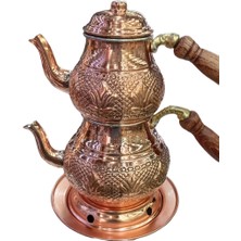 PremiumPort Bakır Çaydanlık Takımı, Lale Desenli, Şık ve Zarif Tasarım