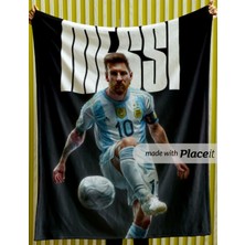 Elmas Dizayn 150X220 cm Tv Koltuk Yatak Battaniyesi Organik Pamuk Leke Tutmaz Çocuk Messi 10