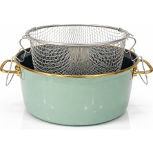 PR Home Emaye Cam Kapaklı Kızartma Tenceresi 24 cm Soft Yeşil