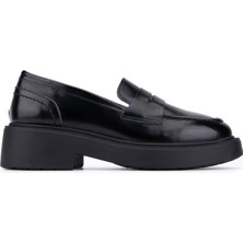 Tamer Tanca Kadın Hakiki Deri Siyah Açma Loafer Ayakkabı 1164 5000 Bn Ayk SK25-26 Sıyah Acma