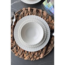 UltraMint Şık 24 Parça Porselen Yemek Takımı, 6 Kişilik, Günlük Kullanım Için