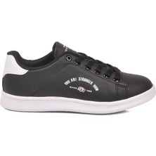 Walkway Siyah Beyaz Cilt Bağcıklı Hafif Unisex Spor Ayakkabı BST-1002 G