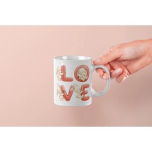 Mithor Shop Bej Tavşan – Love Yazılı Sevgililer Günü Özel Tasarım Kupa