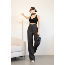 Kadın Ithal Doubleface Kumaş Palazzo Kalıp Yüksek Bel Çekme Solma Yapmaz Kaliteli Ürün