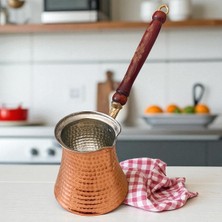 PremiumPort Bakır Cezve 7 Kahve Kapasiteli Ahşap Saplı Jumbo Boy