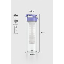 Renga Atlas Süzgeçli 630 ml Tritan Detoks Matara 911056 Mor