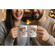 Mithor Shop Kalp Avcısı Esmer Okçu Kız & Esmer Erkek - 2’li Sevgililer Günü Kupa Seti
