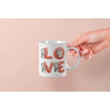 Mithor Shop Gri Baykuş – Love Yazılı Sevgililer Günü Özel Tasarım Kupa