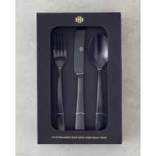 UltraMint Paslanmaz Çelik 18 Parça Çatal Kaşık Bıçak Takımı, 6 Kişilik Siyah