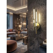 Vav Avize Arvin Premium Eskitme Gold Duvar Apliği - 3 Renk LED Modern Dekoratif Aplik Çubuk Aplik