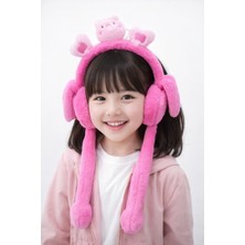 Bubiee Baby Hareketli Kulaklı Pelüş Kulak Koruyucu - Patiden Basmalı Kulak Sallayan Çocuk Kulaklığı