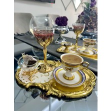 UltraMint 6'lı Metal Tek Kişilik Çay Kahve Sunum Tepsisi Seti