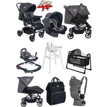 Tommybaby 9 Parça Bebek Çeyiz Seti Bebek Arabası Puset Beşik Yürüteç Mama Sandalyesi Kanguru Bebek Çantası