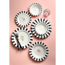 UltraMint 24 Parça 6 Kişilik Porselen Yemek Takımı, Şık ve Zarif Tasarım