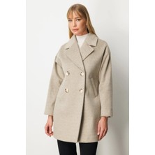 Ekol Kadın Düğmeli Vizon Manto 06049