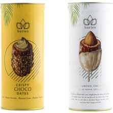 Huries Crispy Çıtır Çikolatalı Fındık Kreması Dolgulu ve Beyaz Çikolata Kaplı Bademli Hurma 200 gr x 2 Adet