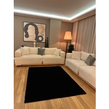Doğuş Peluş Halı Ultra Soft Siyah Yumuşak Dokulu Peluş Halı Dikdörtgen