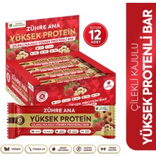 Zühre Ana Çilekli Kajulu Yüksek Proteinli Bar, Şeker Ilavesiz 40 gr x 12 Adet