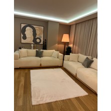 Doğuş Peluş Halı Ultra Soft Beyaz Yumuşak Dokulu Peluş Halı Dikdörtgen