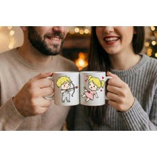 Mithor Shop Kalp Avcısı Sarışın Okçu Erkek & Sarışın Kız - 2’li Sevgililer Günü Kupa Seti