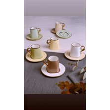 UltraMint 6'lı Pastel Renkli Porselen Türk Kahvesi Fincan Takımı