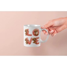 Mithor Shop Kahverengi Poodle – Love Yazılı Sevgililer Günü Özel Tasarım Kupa