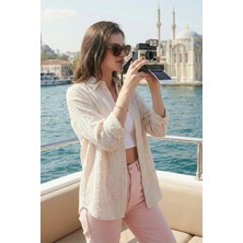 Lela Regular Fit Uzun Kollu Dokulu Gömlek Bayan Gömlek 6772799