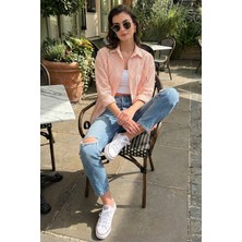 Lela Regular Fit Uzun Kollu Çizgili Gömlek Bayan Gömlek 6772875