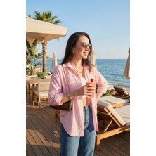 Lela Regular Fit Uzun Kollu Cepli Çizgili Gömlek Kadın Gömlek 6772895
