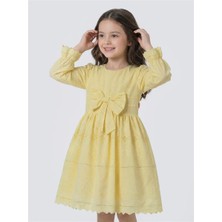 Pina Kids Kız Çocuk Uzun Kollu Önü Kurdelalı Fisto Elbise