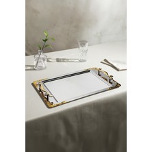 UltraMint Altın Kaplama Çelik Çay Tepsisi, Şık ve Dayanıklı Tasarım