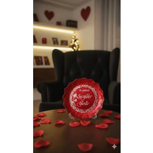 Hatyazan Kişiye Özel Kaligrafi Işlemeli Dekoratif Cam Tabak – Sevgililer Günü Hediyesi