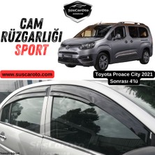 ŞüsCarOto Aksesuar Toyota Proace City 2021 Sonrası Uyumlu Mugen Cam Rüzgarlığı Seti Piano Black 4\'lü Ithal Parlak Siyah