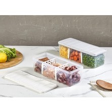 Delixa Selka Home Bölmeli 4'lü Saklama Kabı 2 Lt Ekru