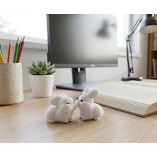 PicStory Pofuduk Yanaklar - Dekoratif Tavşan Biblo Seti - 2 Adet