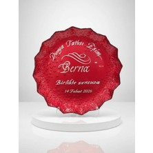 Hatyazan Sevgililer Gününe Özel: Kaligrafi Sanatlı Cam Tabak (22 Cm)