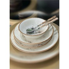 UltraMint El Boyaması Krem Reaktif 24 Parça 6 Kişilik Yemek Takımı