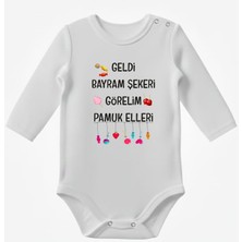 Venüs Dijital Geldi Bayram Şekeri Görelim Pamuk Elleri Yazılı Bayramlık Bebek Body Zıbın
