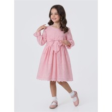 Pina Kids Kız Çocuk Uzun Kollu Önü Kurdelalı Fisto Elbise