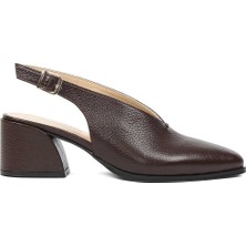 Celal Gültekin Kadın Kahverengi Kalın Topuklu Deri Ayakkabı