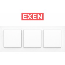 Exen Beyaz 3’lü Anahtar Seti Mekanizma + Çerçeve Sıva Altı Işık Anahtarı
