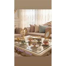 UltraMint Renkli Gold Detaylı 6’lı Türk Kahve Fincan Takımı Porselen