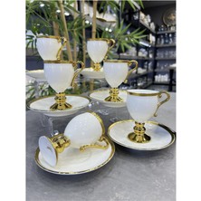 UltraMint Şık Porselen Prune Gold 6’lı Fincan Takımı Beyaz, Zarif ve Elegant Tasarım