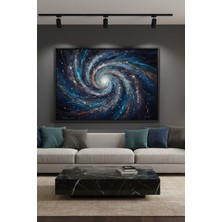 Safir Design Lüks Lacivert ve Gold Galaksi Sarmalı Duvar Sanatı | Modern Çerçeveli Tablo